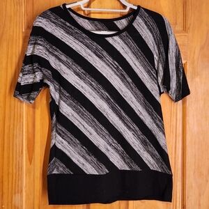 3/$20 Black and Gray Striped Short Sleeve Top